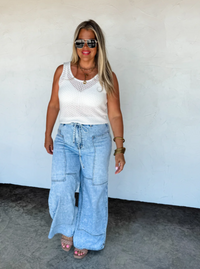 Tie Waist Jeans | Light Wash