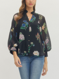 Floral Blouse | Black