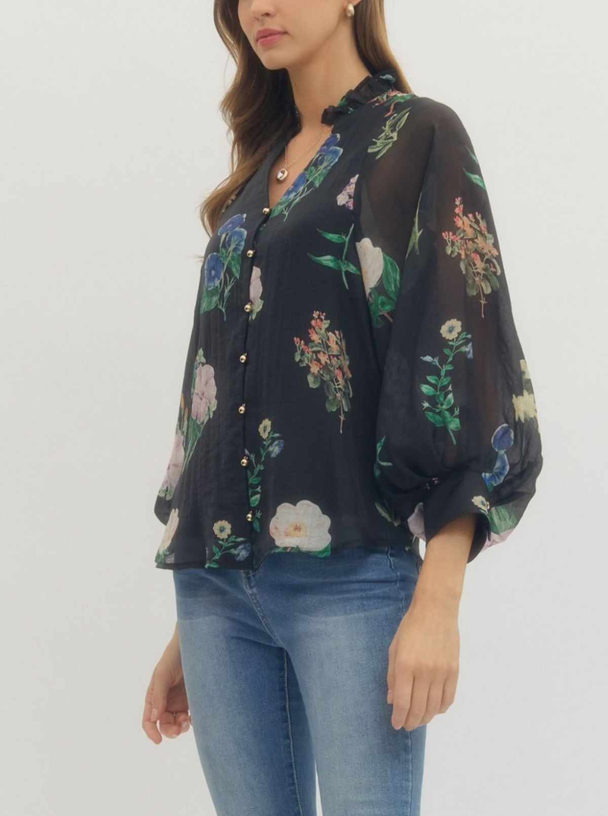 Floral Blouse | Black