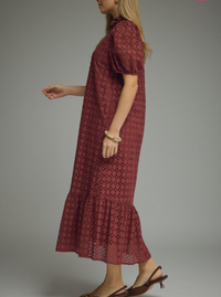 Picture Perfect Eyelet Dress | Merlot