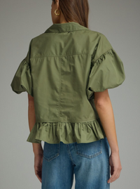 Fiona Button-Down Peplum Top | Olive