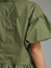 Fiona Button-Down Peplum Top | Olive