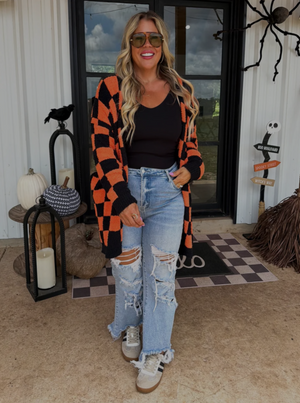Checker Reversible Cardigan