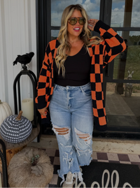 Checker Reversible Cardigan