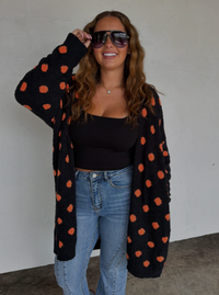 Polka Dot Reversible Cardigan | Black