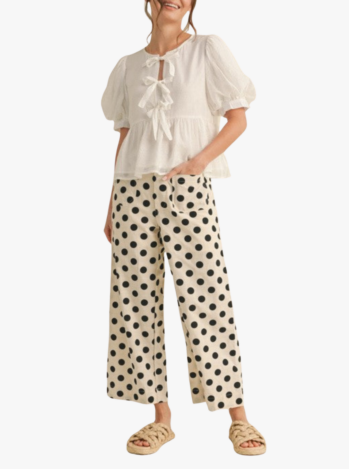 Polka Dot Wide Leg Pants