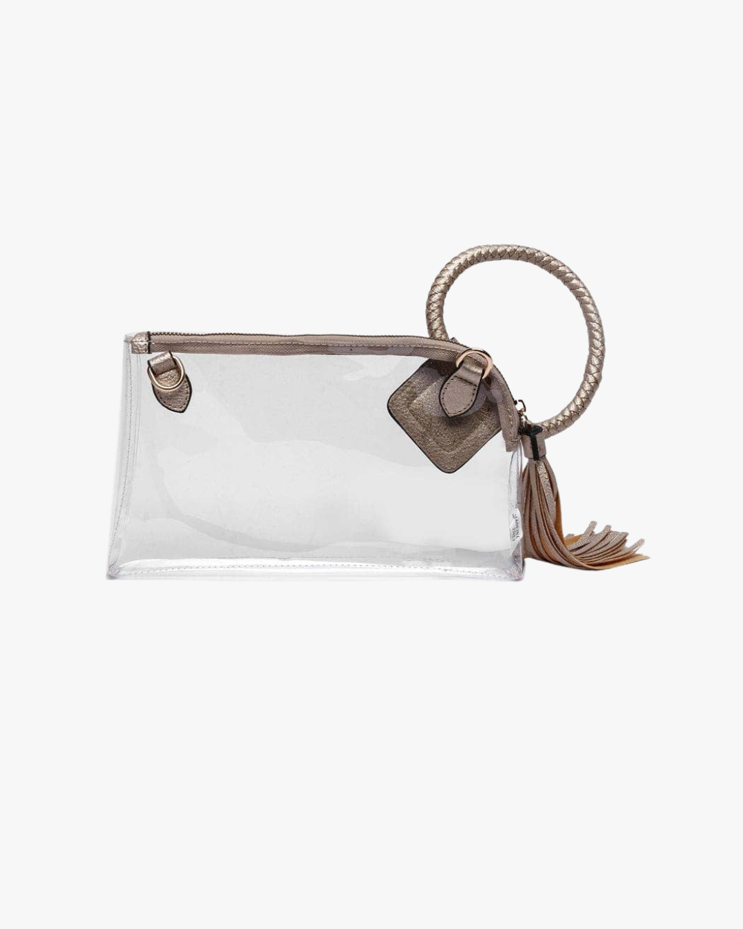 Cuff Handle Clear Clutch | Black & Champagne