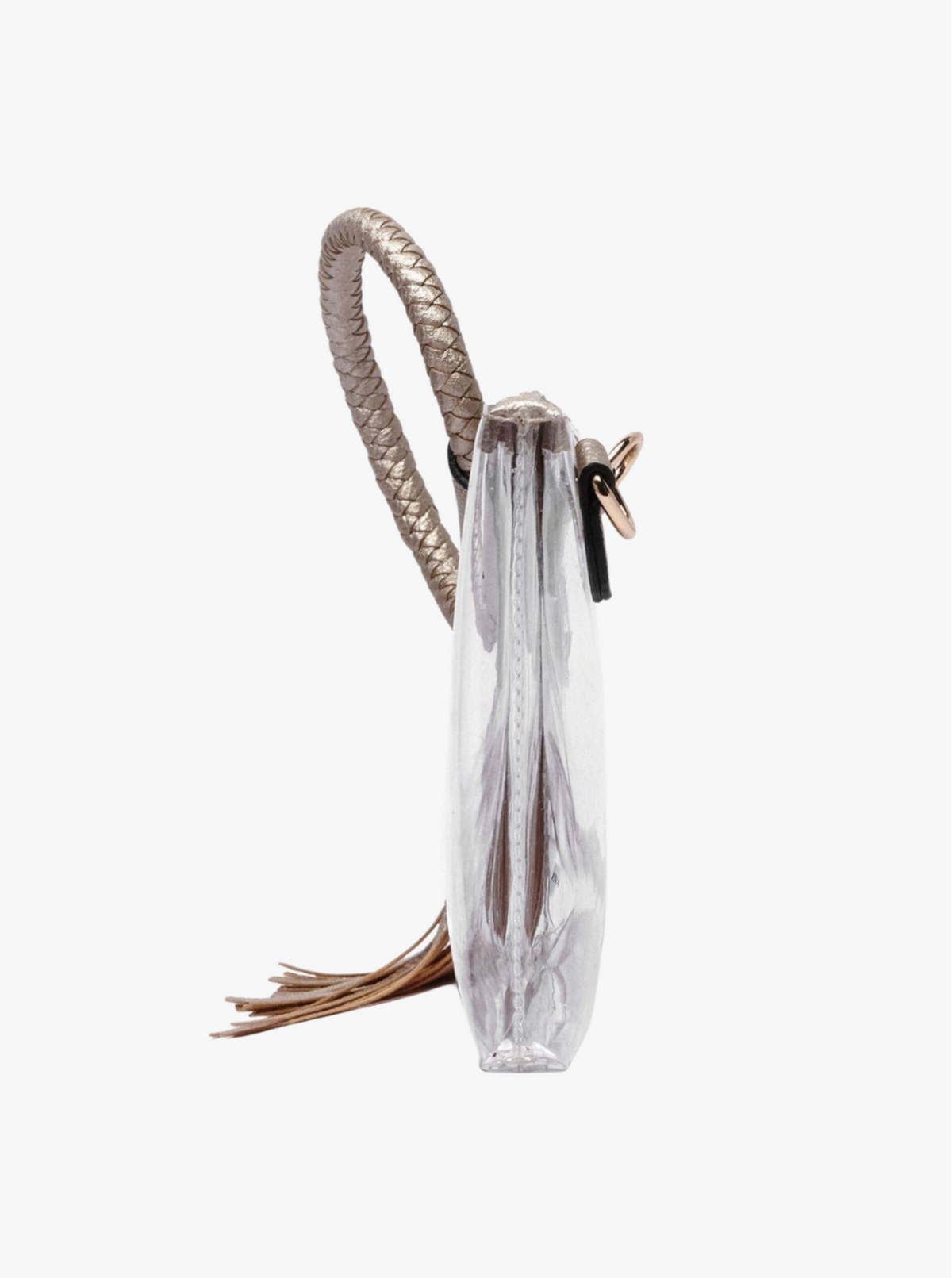 Cuff Handle Clear Clutch | Black & Champagne