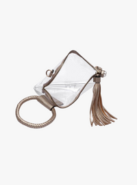 Cuff Handle Clear Clutch | Black & Champagne