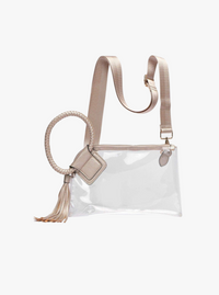 Cuff Handle Clear Clutch | Black & Champagne