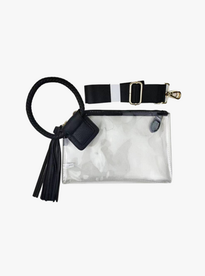 Cuff Handle Clear Clutch | Black & Champagne