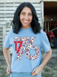 Floral '1776' Graphic Tee | Blue