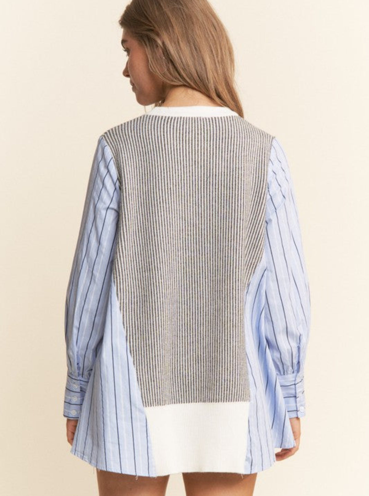 Mixed Fabric Top | Blue