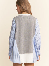 Mixed Fabric Top | Blue