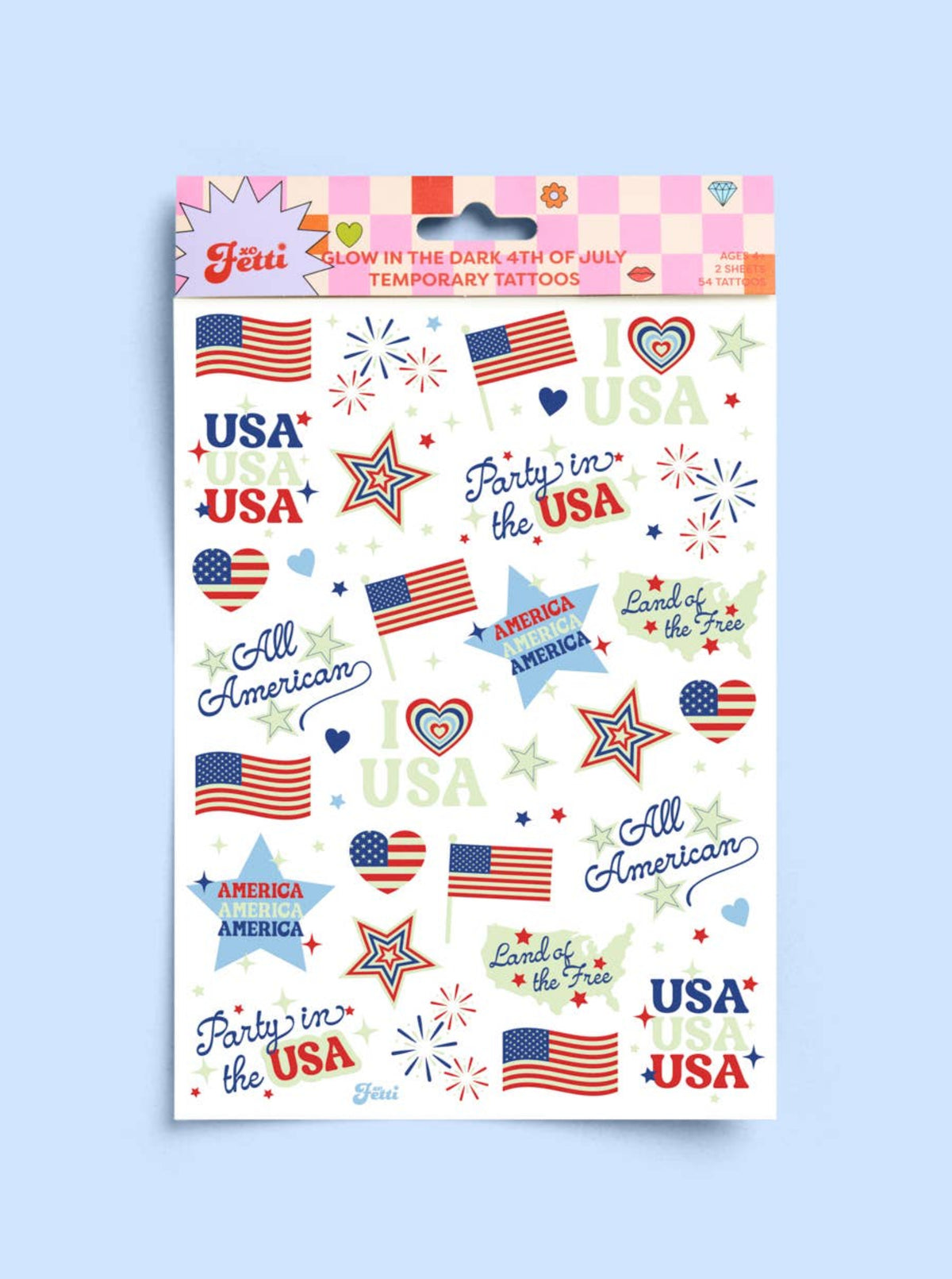 Patriotic Glow in the Dark Tattoos
