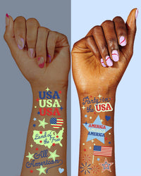 Patriotic Glow in the Dark Tattoos