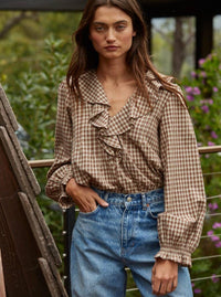 Gingham Ruffled Blouse