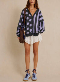 Lavender Mixed Pattern Cardigan