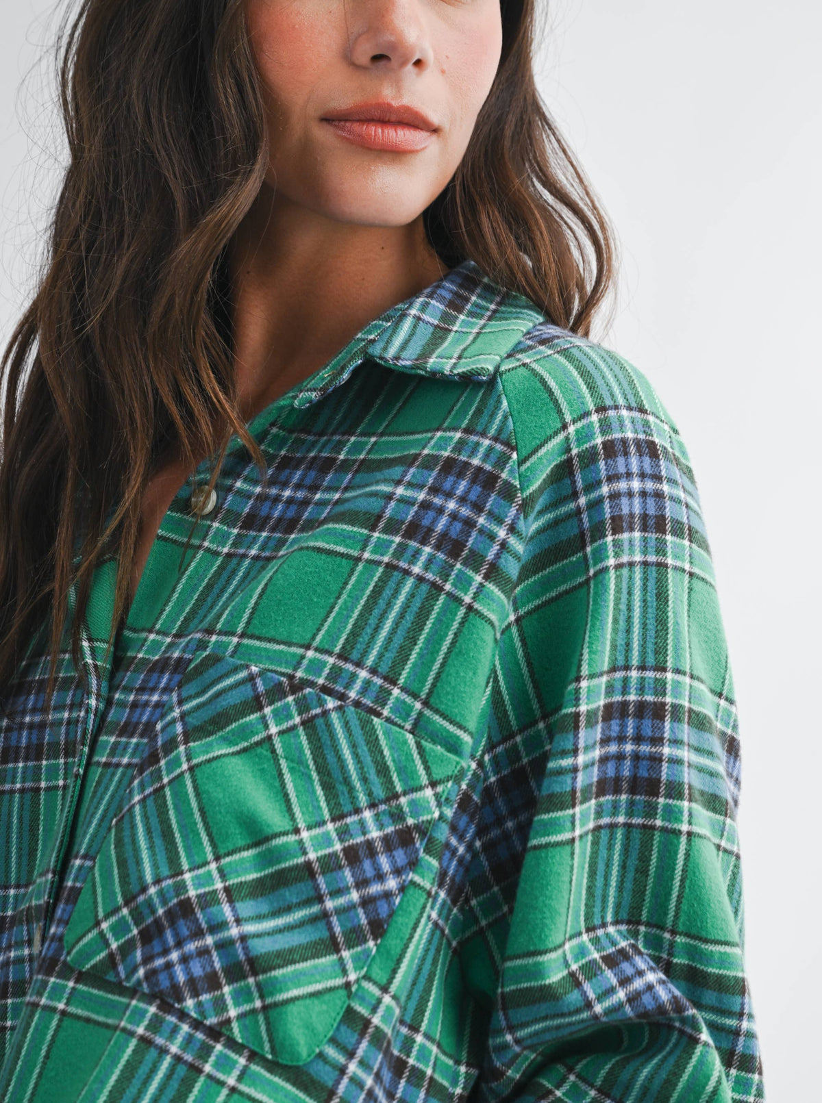 Plaid Days Green Flannel Top