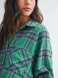 Plaid Days Green Flannel Top