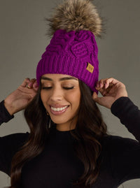 Cable Knit Pom Beanie