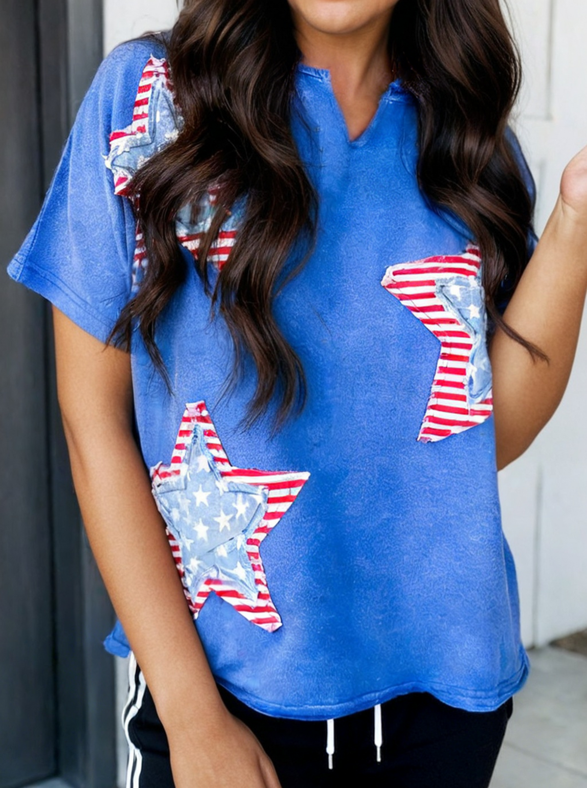 Star Patchwork Top | Blue