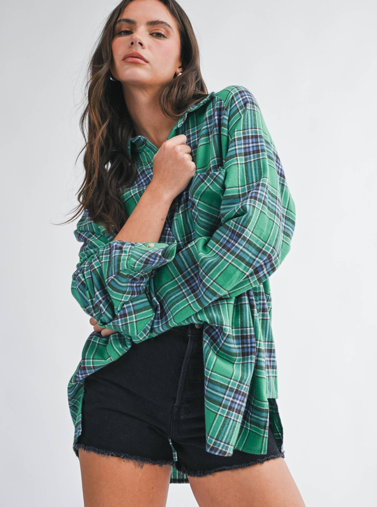 Plaid Days Green Flannel Top