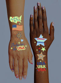 Patriotic Glow in the Dark Tattoos