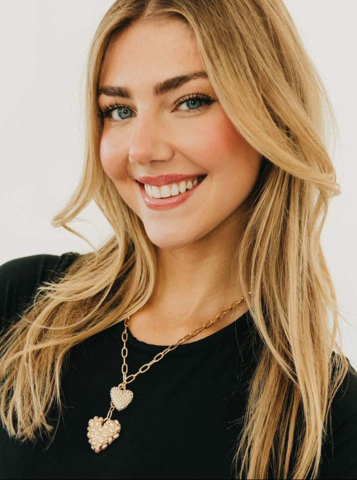 Tarnish Resistant Double Take Pearl Heart Necklace