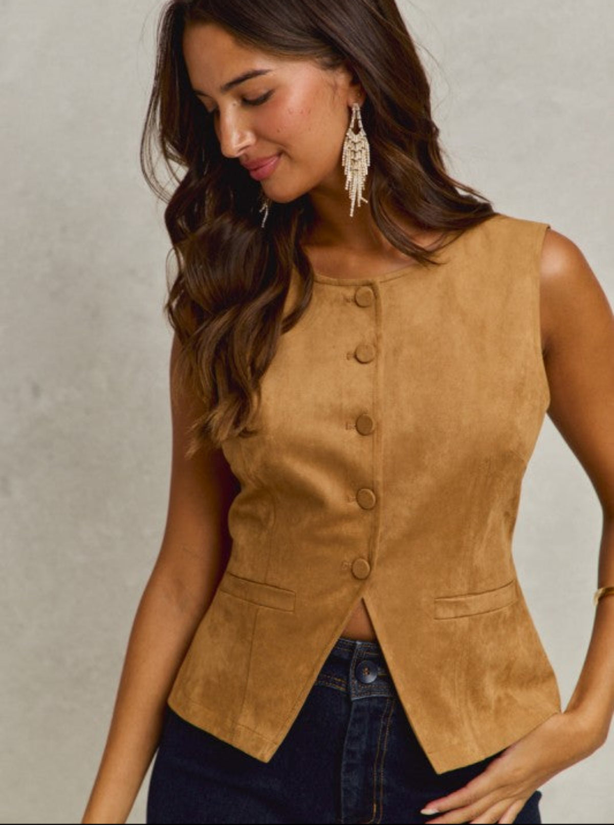 Suede Vest | Camel