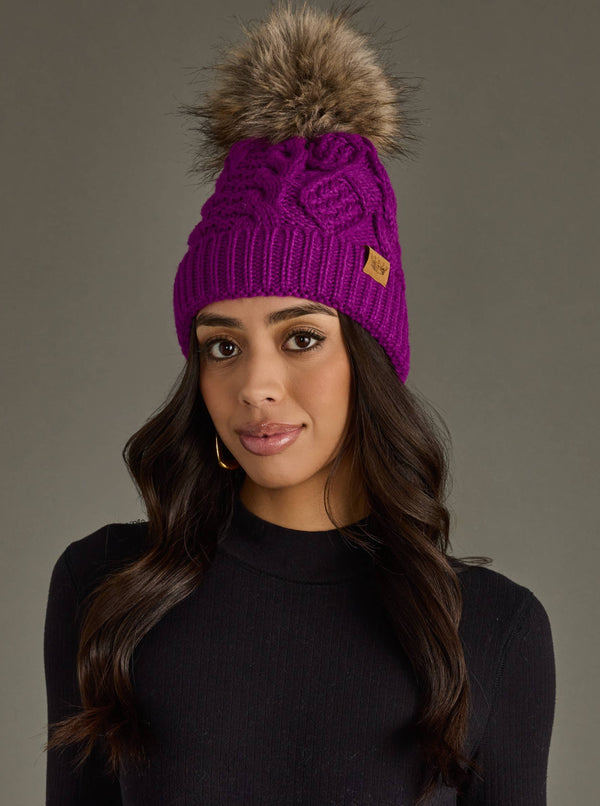 Cable Knit Pom Beanie