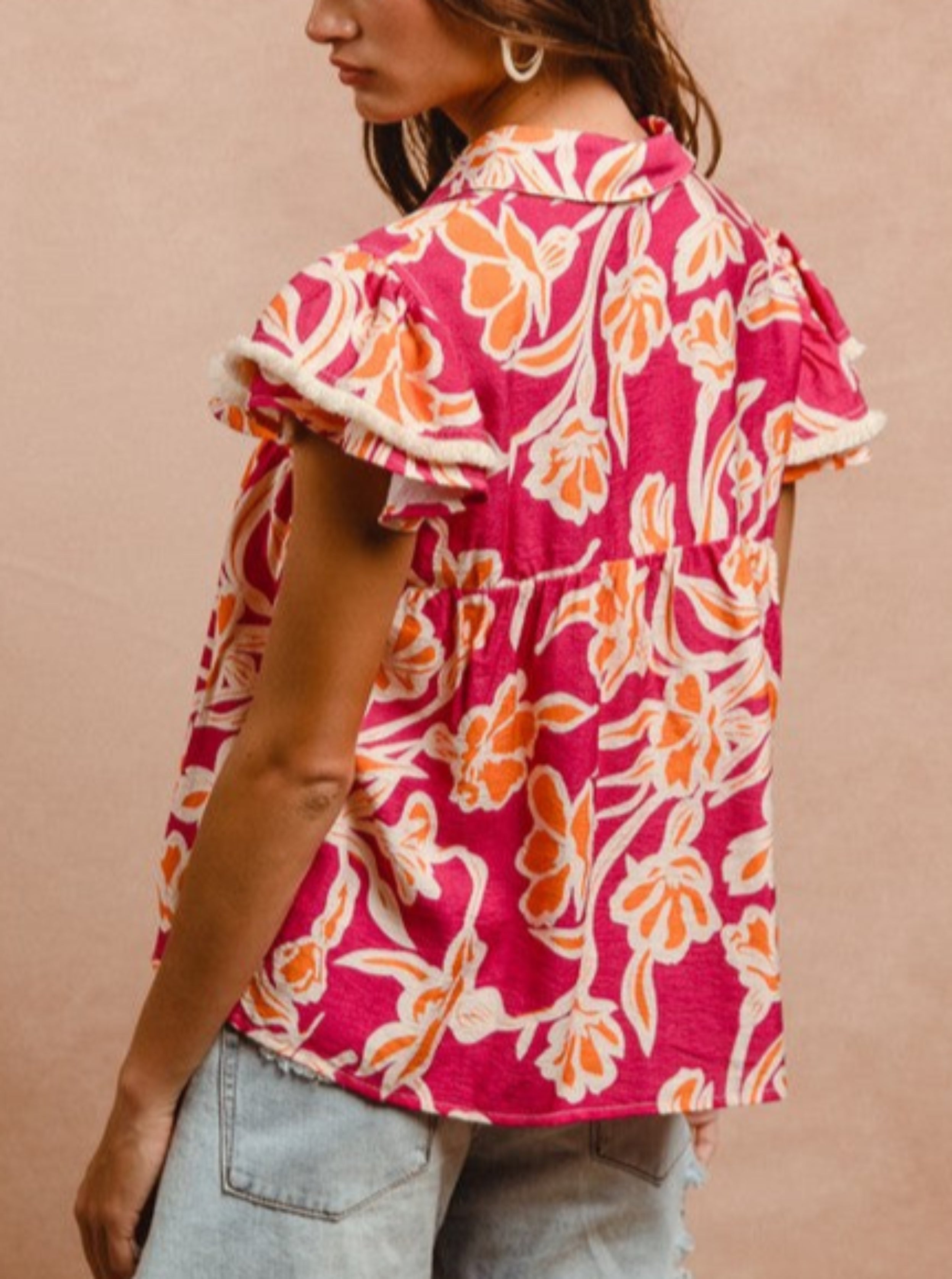 Flutter Sleeve Top | Magenta – Nixxen Rayne