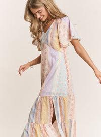 Patchwork Boho Midi Dress
