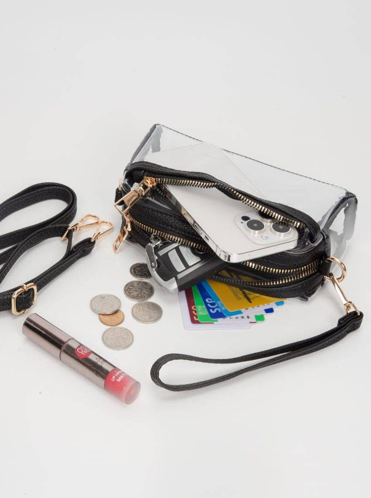 Two Compartment Clear Bag | Black & White