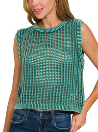 Lottie Crochet Vest | Hunter Green