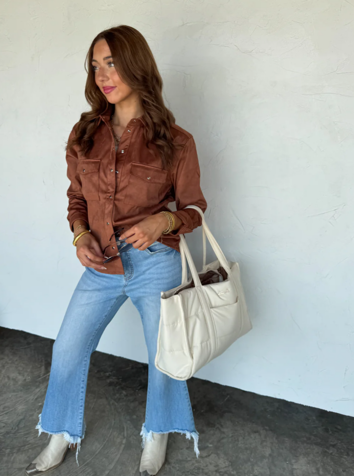 Outlaw Faux Suede Top | Brown