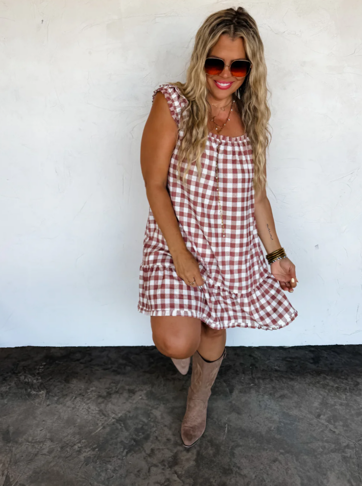 Brown Gingham Dress