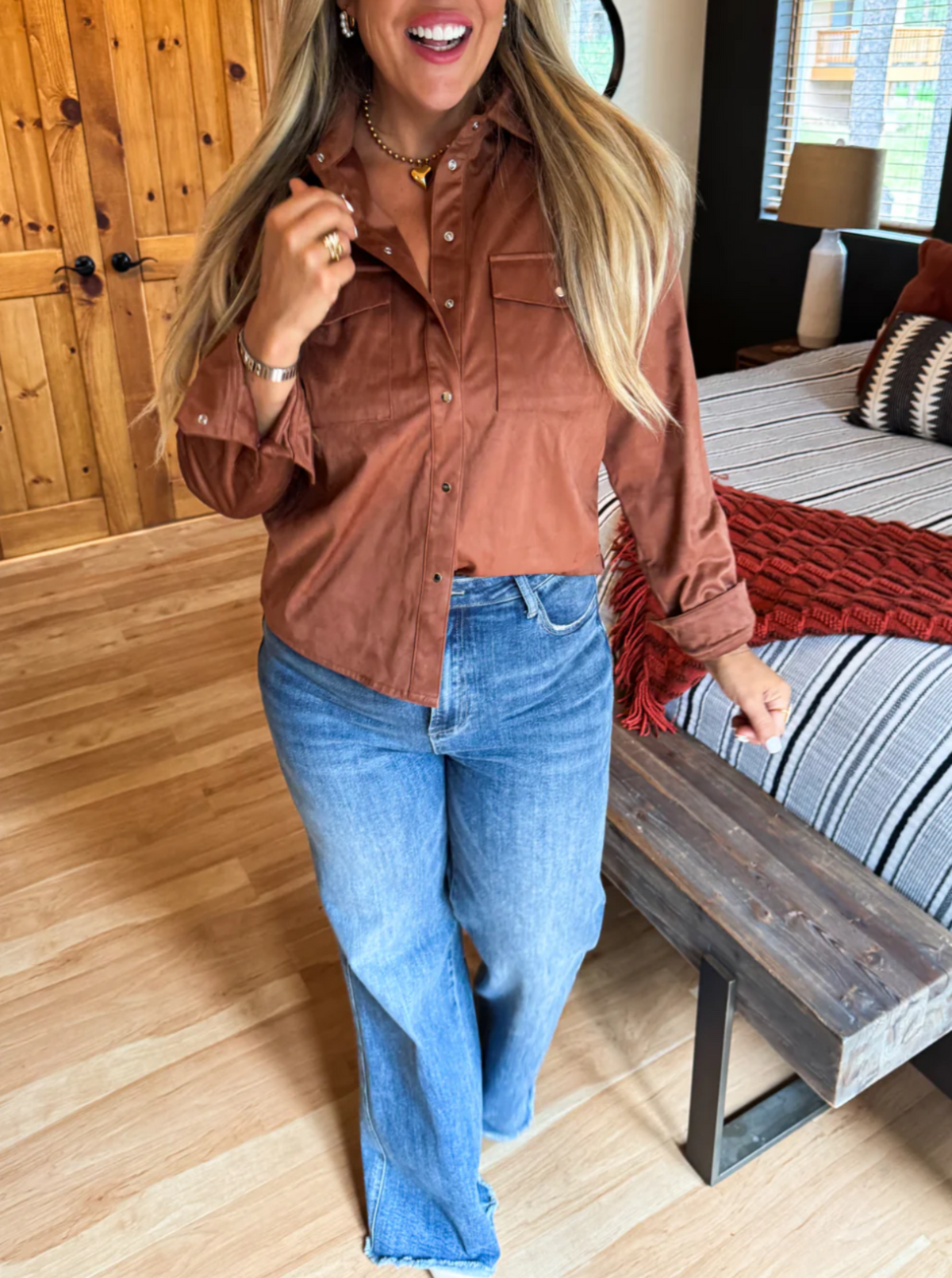 Outlaw Faux Suede Top | Brown