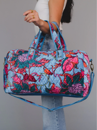 Floral Duffel Bag | Blue & Olive