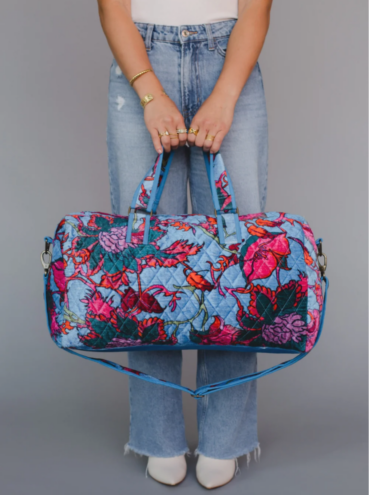 Floral Duffel Bag | Blue & Olive