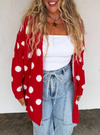 Polka Dot Reversible Cardigan | Red
