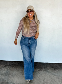 Camo Mesh Tops | Brown