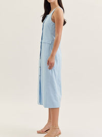 Chambray Sleeveless Midi Dress
