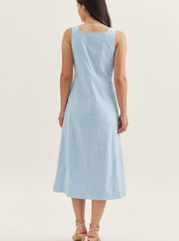 Chambray Sleeveless Midi Dress