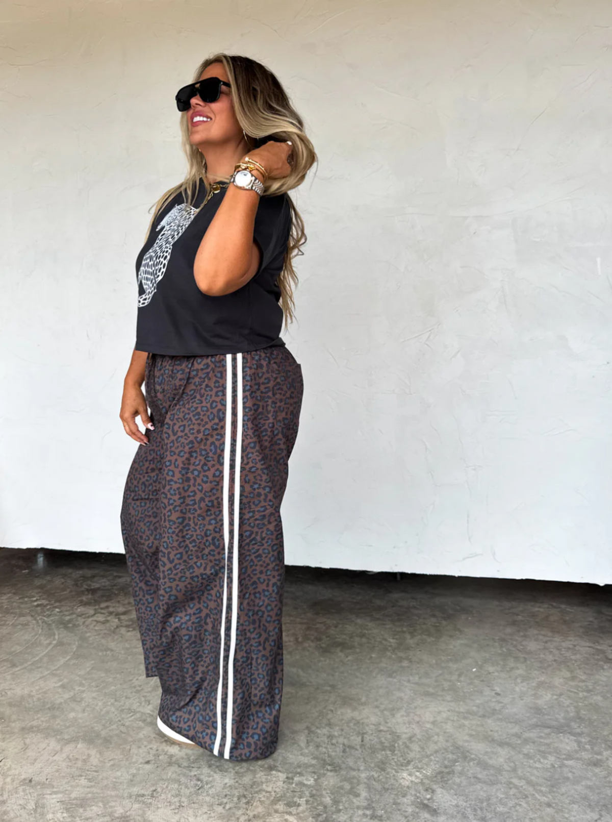 Leopard Striped Pants | Red & White