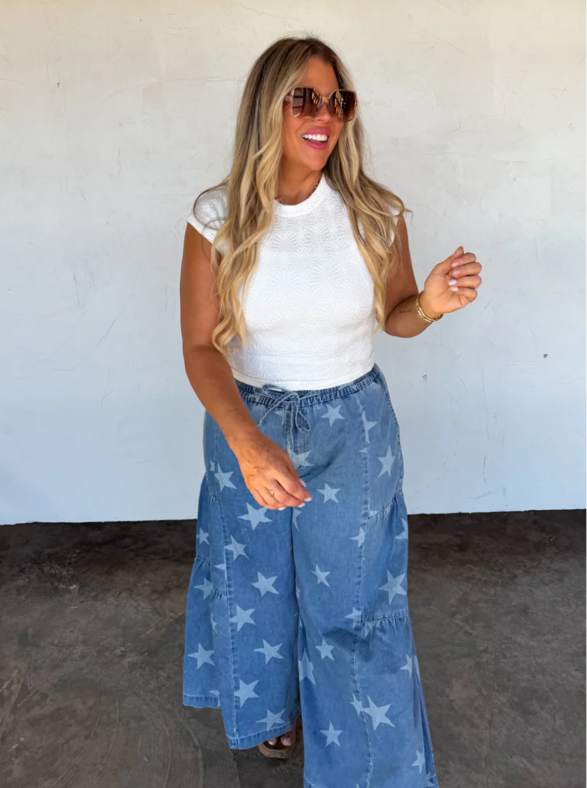 Boho Star Pants | Medium Wash