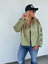 Crop Trench Coat | Olive