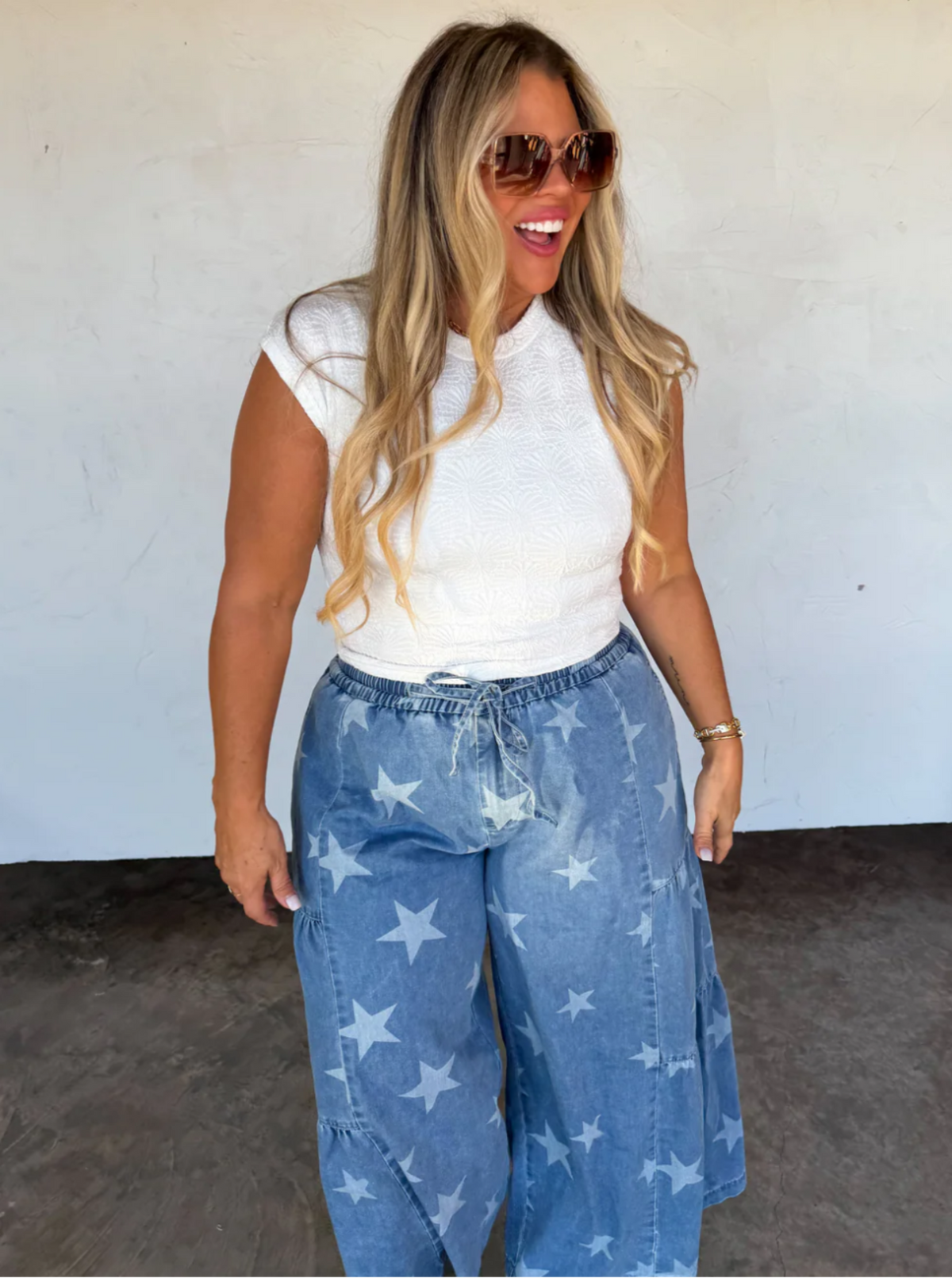 Boho Star Pants | Medium Wash