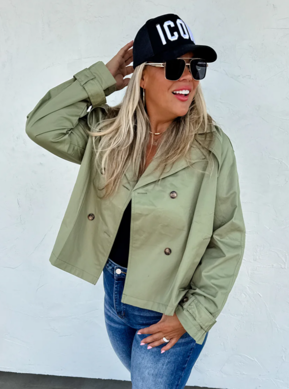 Crop Trench Coat | Olive