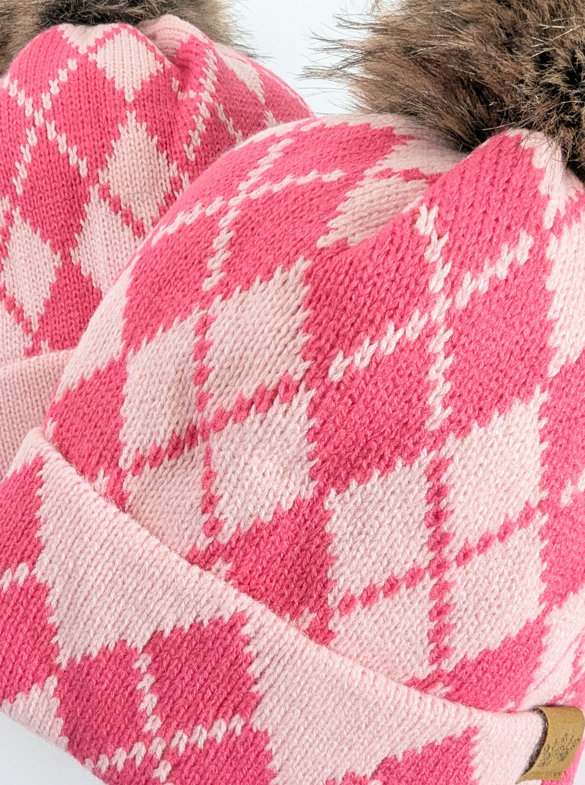 Argyle Pom Beanie | Pink